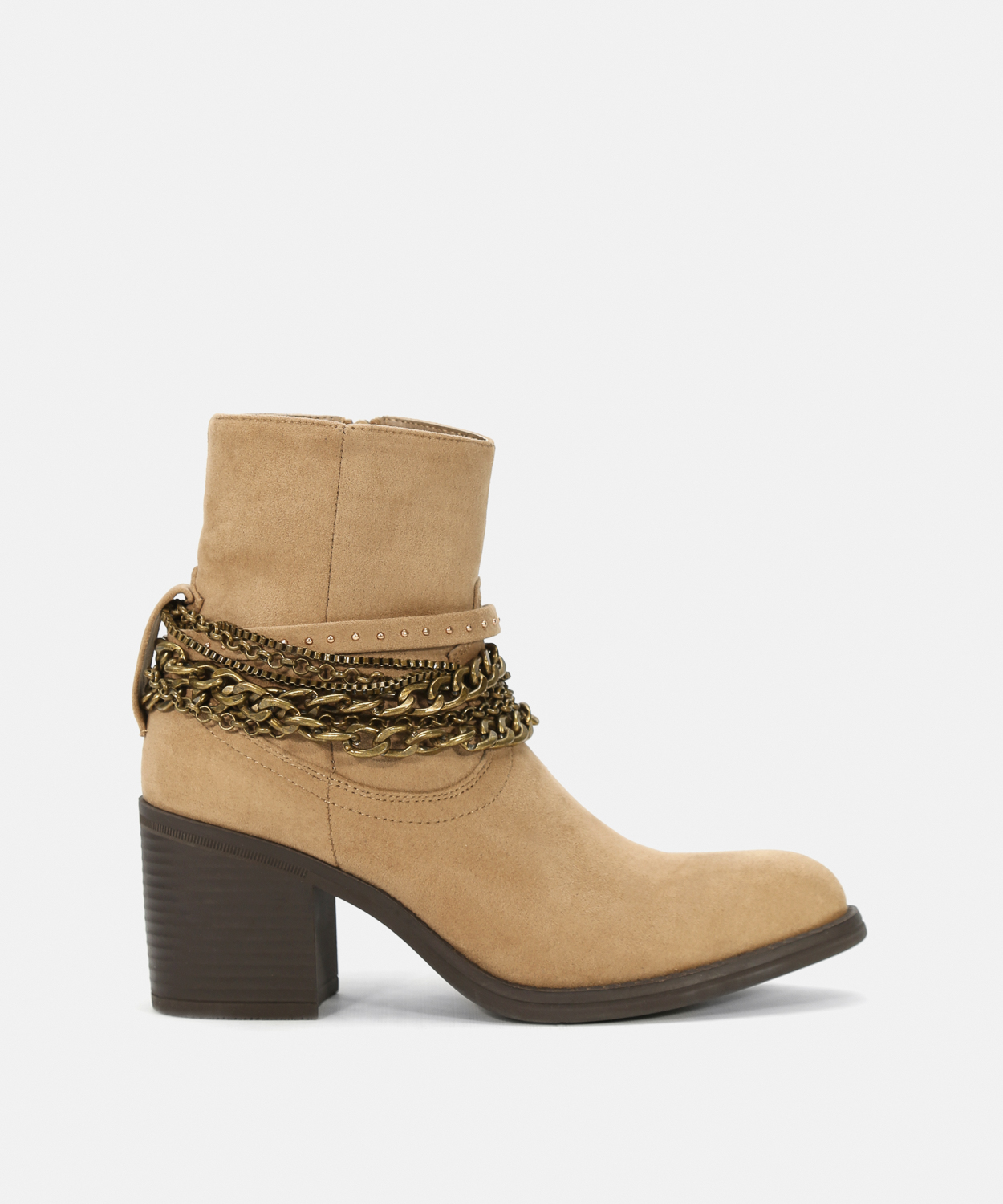 Botins taupe salto adorno corrente image number null